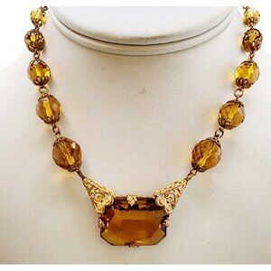Beautiful Czech Glass and Crystal Necklace (A6598)